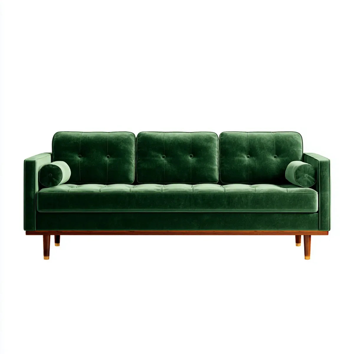 Divano 3 posti verde in velluto di poliestere 220 x 84 x 82 cm rettangolare