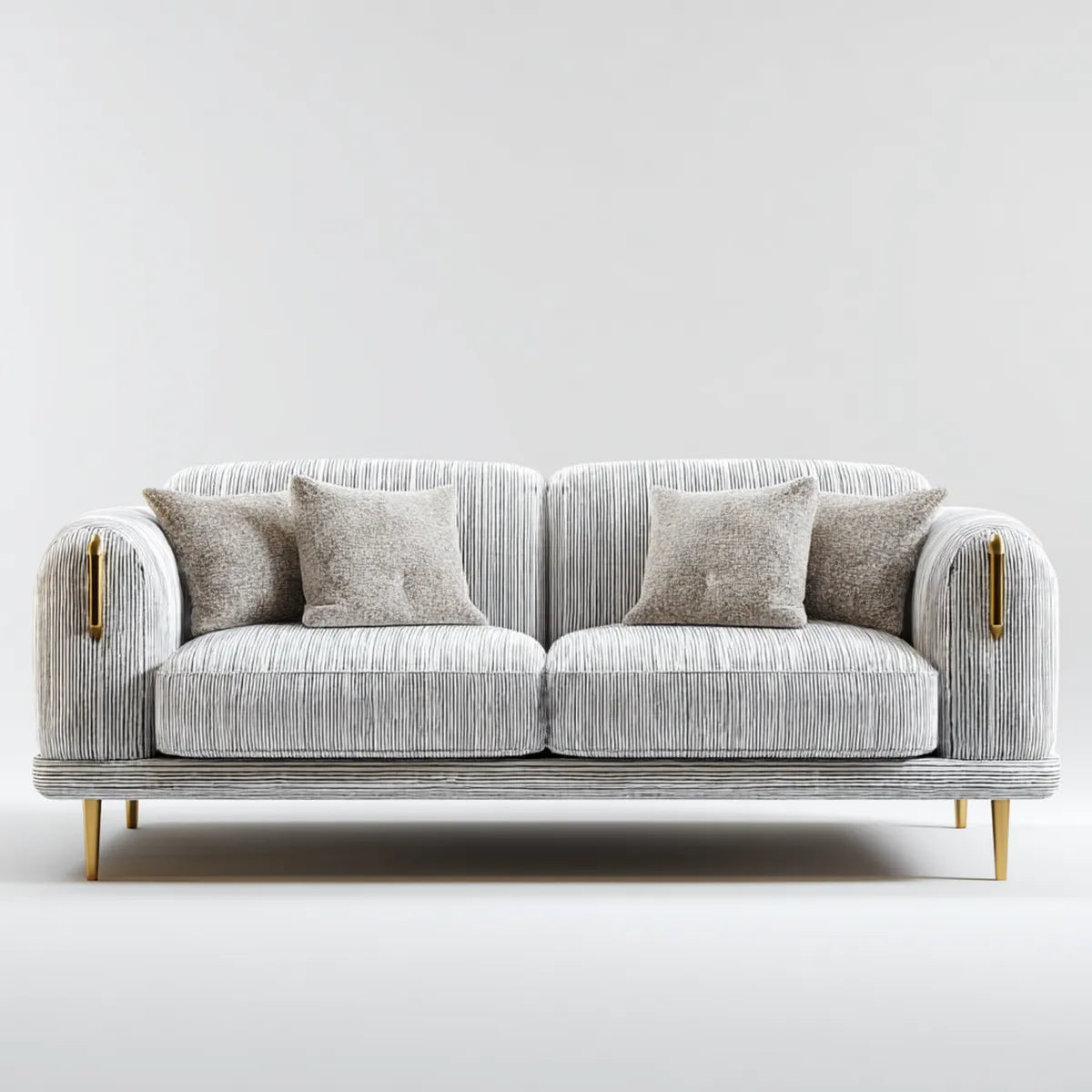 Divano lineare 2 posti grigio a righe in poliestere 180 x 88 x 82 cm