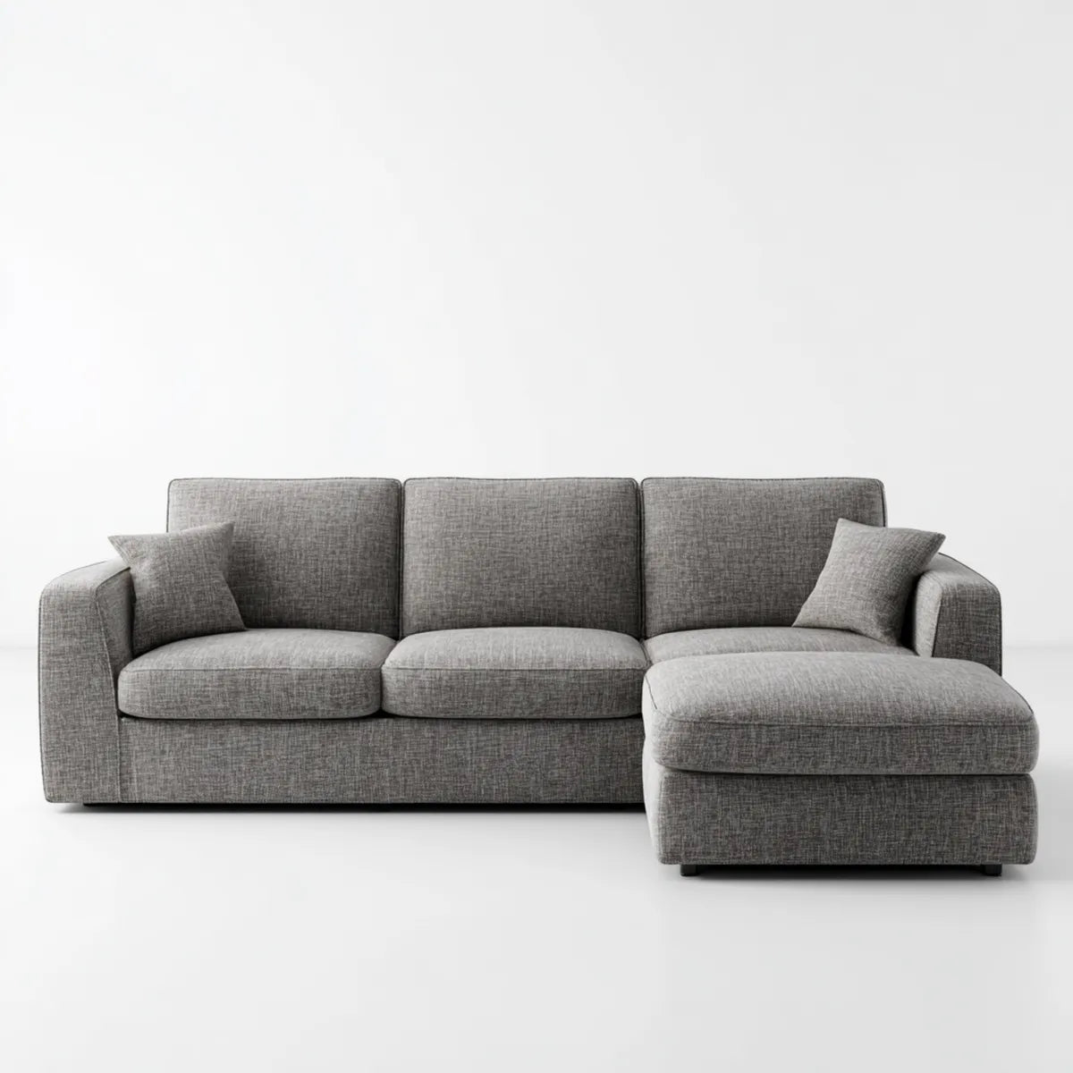 Divano angolare 3 posti con chaise longue destra grigio 260 x 160 x 85 cm in poliestere rettangolare