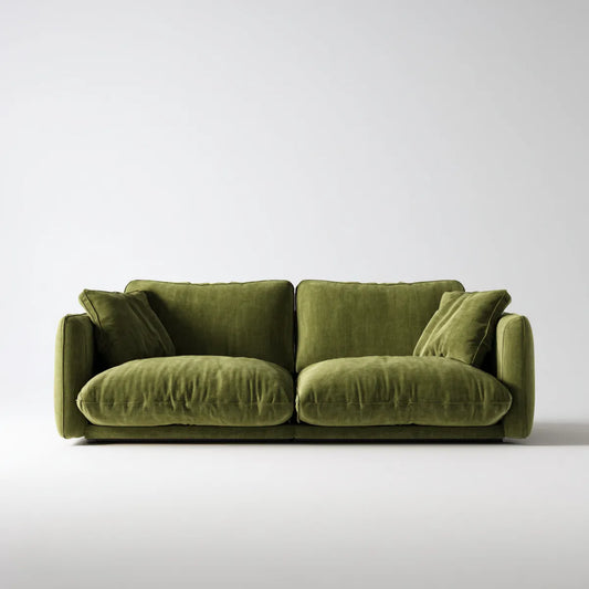 Divano 2 posti verde oliva 200 x 95 x 85 cm in velluto di poliestere con imbottitura in schiuma poliuretanica forma rettangolare