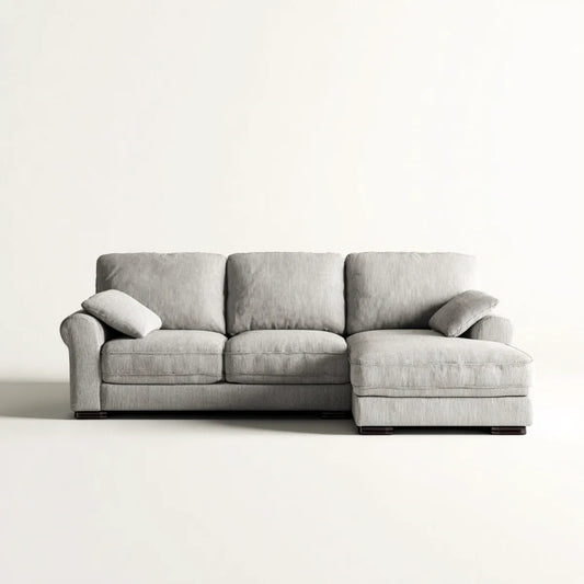 Divano angolare con chaise longue destra grigio chiaro 280 x 160 cm in poliestere a coste