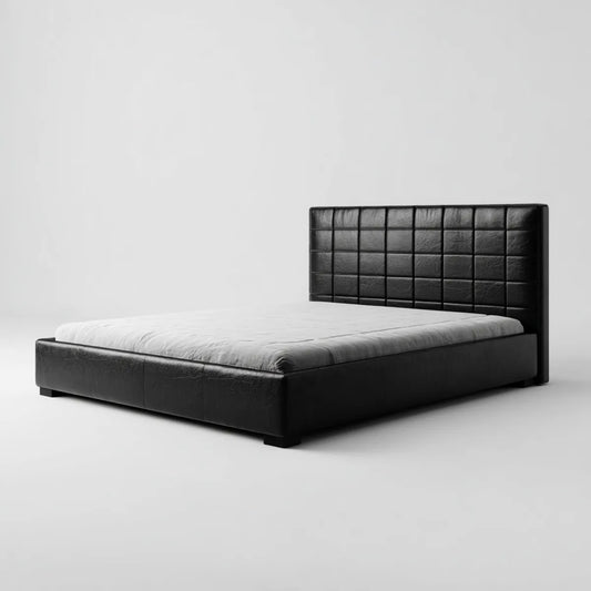 Letto matrimoniale imbottito nero 160 x 200 cm in similpelle PU rettangolare