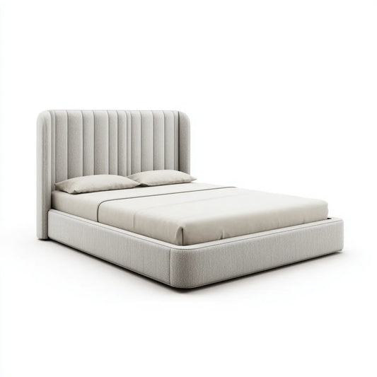 Letto matrimoniale imbottito beige 160 x 200 cm in poliestere forma rettangolare