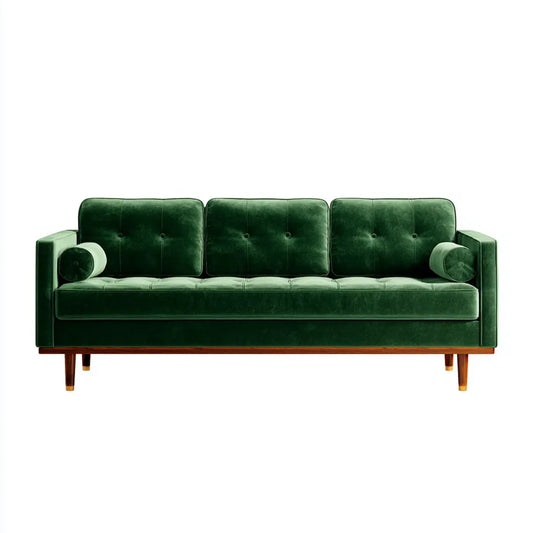 Divano 3 posti verde in velluto di poliestere 220 x 84 x 82 cm rettangolare