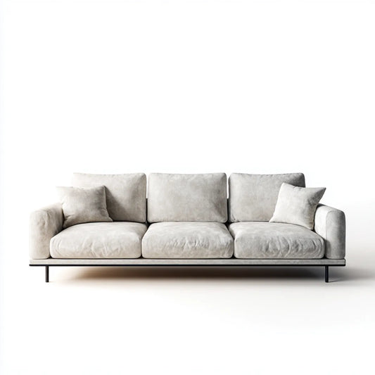 Divano lineare 3 posti grigio chiaro 240 x 95 x 85 cm in poliestere forma rettangolare