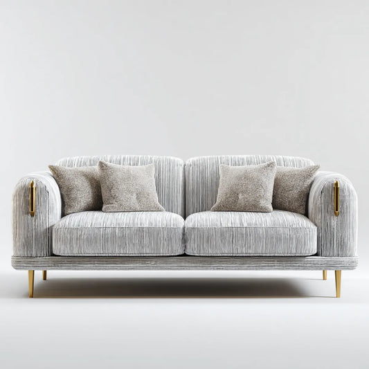 Divano lineare 2 posti grigio a righe in poliestere 180 x 88 x 82 cm