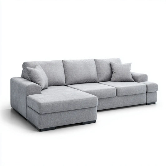 Divano angolare con chaise longue sinistra grigio 260 x 160 x 88 cm in poliestere a L