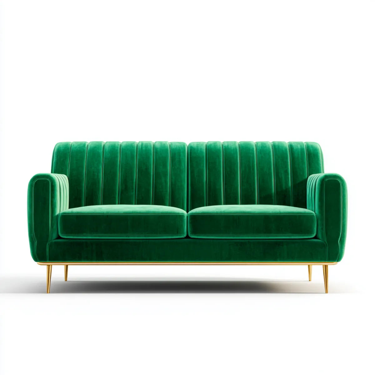 Divano 2 posti verde smeraldo in velluto di poliestere con gambe in acciaio 160 x 85 x 82 cm
