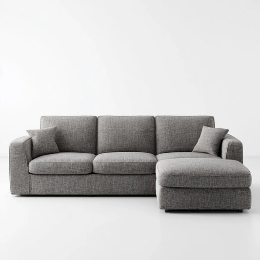 Divano angolare 3 posti con chaise longue destra grigio 260 x 160 x 85 cm in poliestere rettangolare