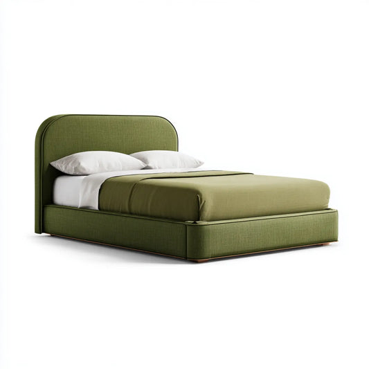 Letto matrimoniale imbottito verde oliva 160 x 200 cm in poliestere con testiera arrotondata