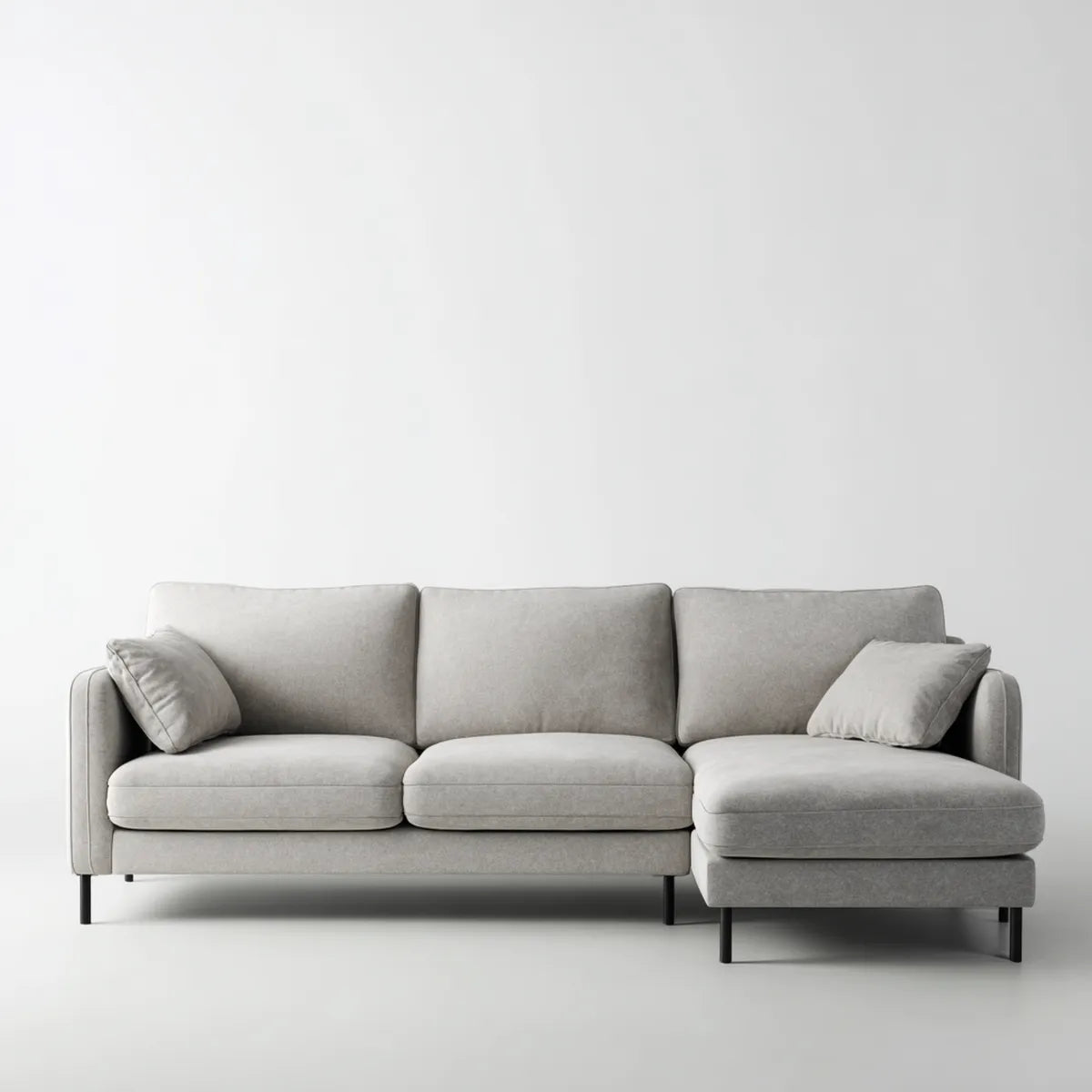 Divano angolare 3 posti grigio chiaro con chaise longue destra in poliestere 250 x 155 x 85 cm